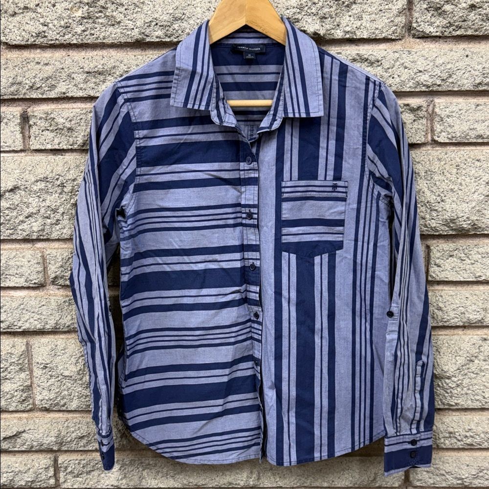 Tommy Hilfiger Blue Striped Women's Button Down Shirt
